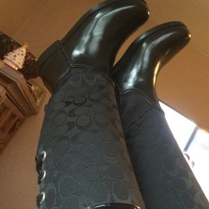 Coach black rain boots